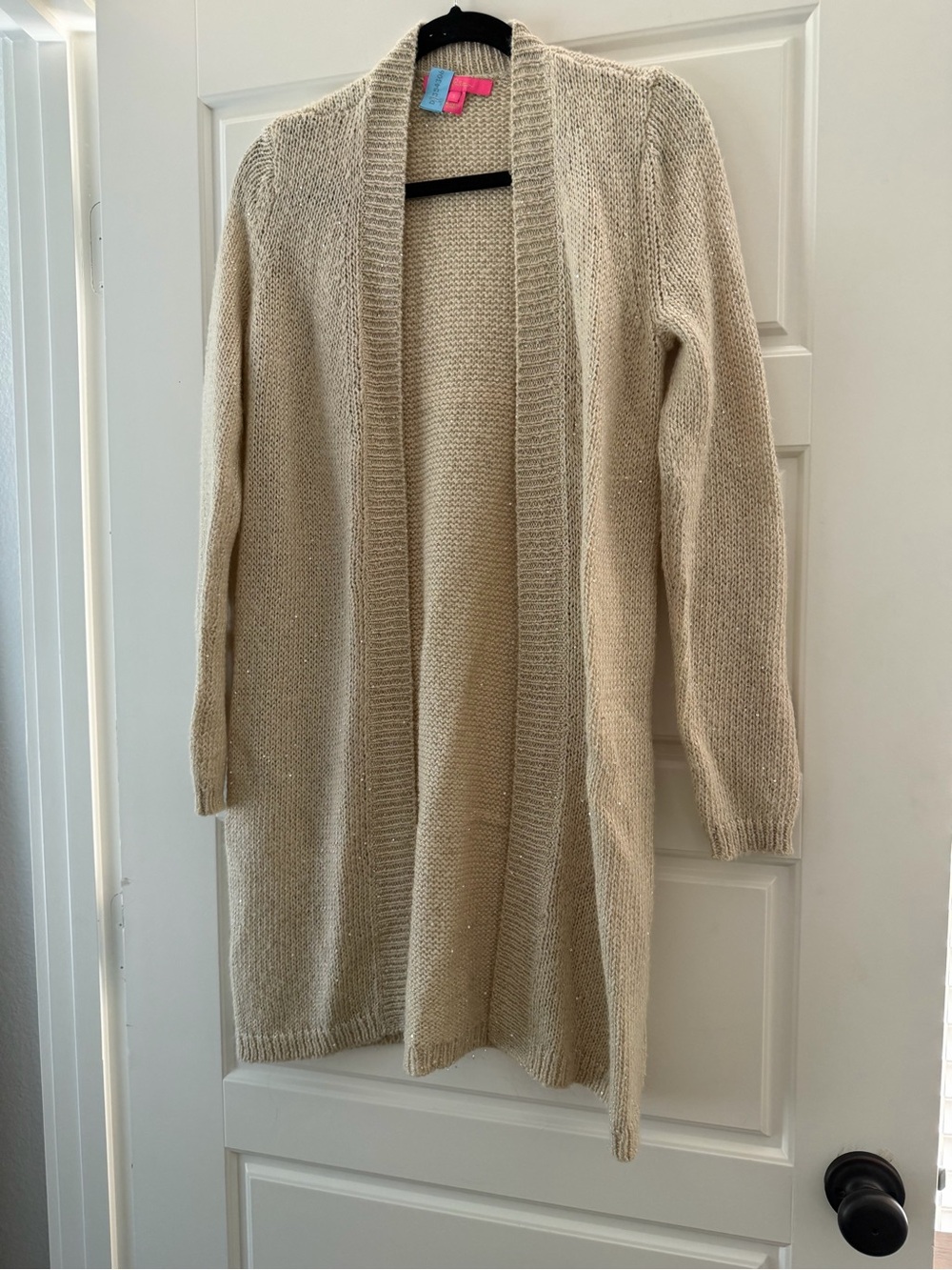 Lilly Pulitzer Open-Front Gold with sequin  Women's Cardigan Sweater - sz Small